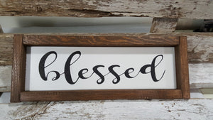 Blessed Framed Farmhouse Wood Sign 3" x 12"