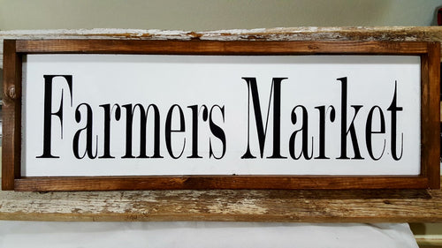 Farmers Market Framed Farmhouse White Kitchen Wood Decor Sign 7