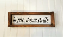 Inspire Dream Create Framed Farmhouse Wood Sign 3" x 12" Motivational Sign