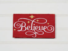 Believe 4" x 6" Mini Red Wood Tier Tray Block Sign Free Shipping