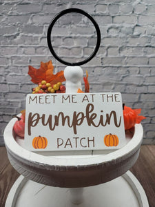 Meet Me At The Pumpkin Patch 4" x 6" Mini Wood Fall Block Tier Tray Sign Free Shipping