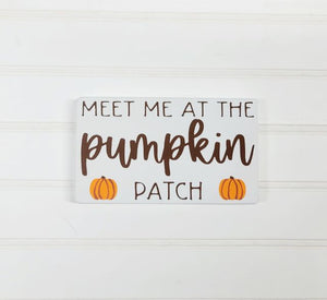 Meet Me At The Pumpkin Patch 4" x 6" Mini Wood Fall Block Tier Tray Sign Free Shipping