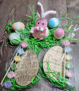 Easter Egg Personalized Name Laser Cut Kit With Paints and Brush For Kids Gift For Kids