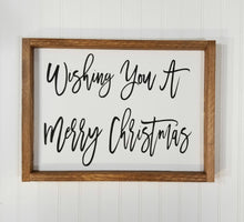 Wishing You A Merry Christmas Framed Farmhouse Wood Sign 12 x 17