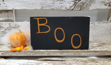 Boo 4" x 6" Mini Black Wood Halloween Block Sign Free Shipping