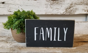 Family 4" x 6" Mini Black Wood Block Sign Free Shipping