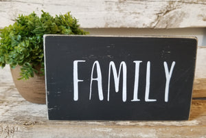 Family 4" x 6" Mini Black Wood Block Sign Free Shipping