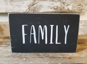 Family 4" x 6" Mini Black Wood Block Sign Free Shipping