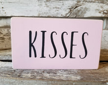 Kisses 4" x 6" Mini Pink Wood Block Valentine's Day Sign Free Shipping