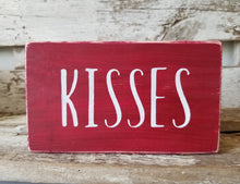 Kisses 4" x 6" Mini Red Wood Block Valentine's Day Sign Free Shipping