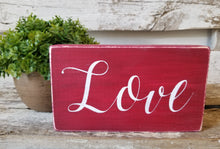 Love 4" x 6" Mini Red Wood Block Valentine's Day Sign Free Shipping