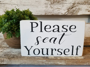 Please Seat Yourself 4" x 6" Mini Wood Funny Bathroom Block Sign Free Shipping