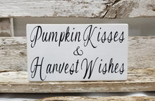 Pumpkin Kisses & Harvest Wishes 4" x 6" Mini Wood Fall Block Sign Free Shipping