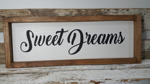 Sweet Dreams Framed Farmhouse Wood Sign 5" x 17"