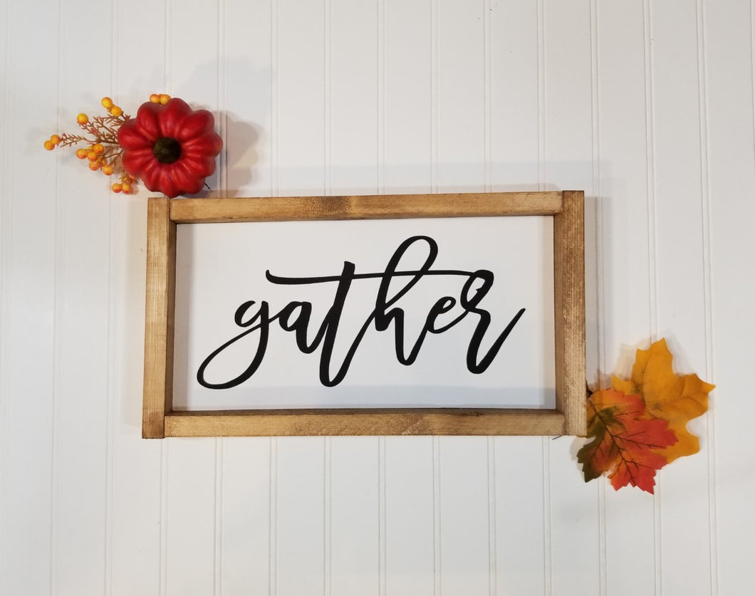 Gather Framed Farmhouse Thanksgiving Wood Sign 7