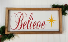 Believe Spiritual Christmas Framed Farmhouse Wood Sign 7" x 17