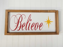 Believe Spiritual Christmas Framed Farmhouse Wood Sign 7" x 17