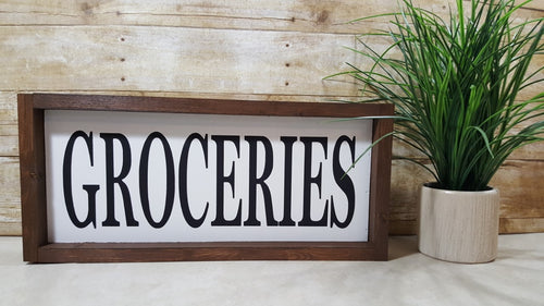 Groceries Framed Farmhouse Wood Kitchen Sign 7