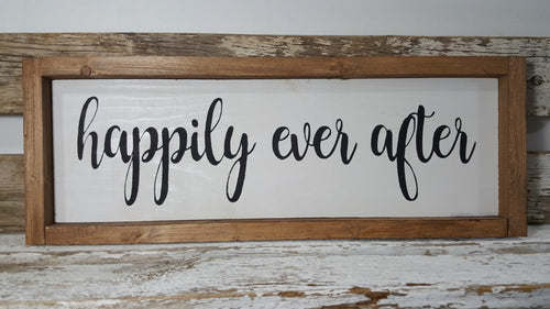 Happily Ever After Framed Farmhouse Wood Sign  7