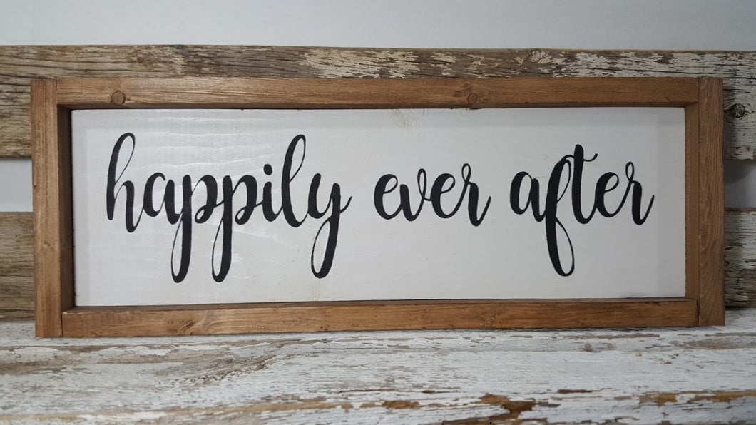 Happily Ever After Framed Farmhouse Wood Sign  7