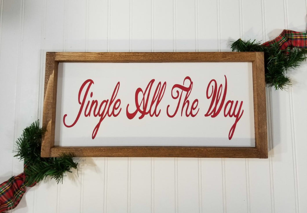 Jingle All The Way Christmas Framed Farmhouse Wood Sign 7