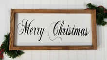Merry Christmas Framed Farmhouse Wood Sign 7" x 17