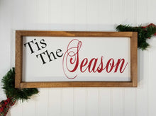 Tis The Season Christmas Framed Farmhouse Wood Sign 7" x 17