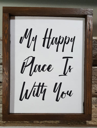 My Happy Place Is With You Framed Wood Sign Farmhouse Sign 9