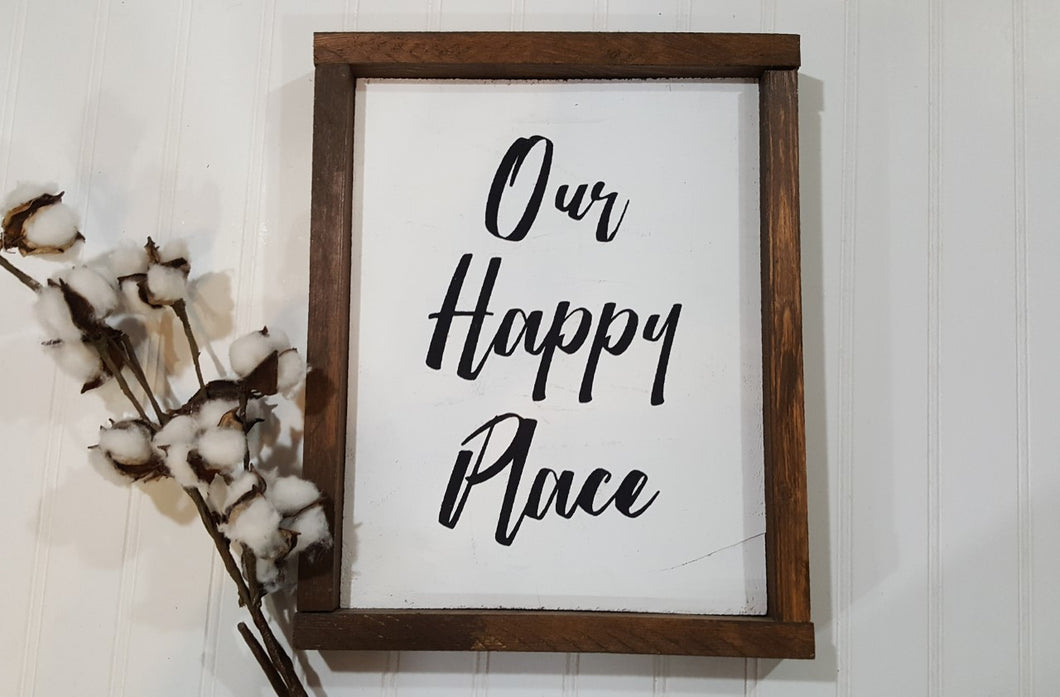 Our Happy Place Framed Wood Sign Farmhouse Sign 9