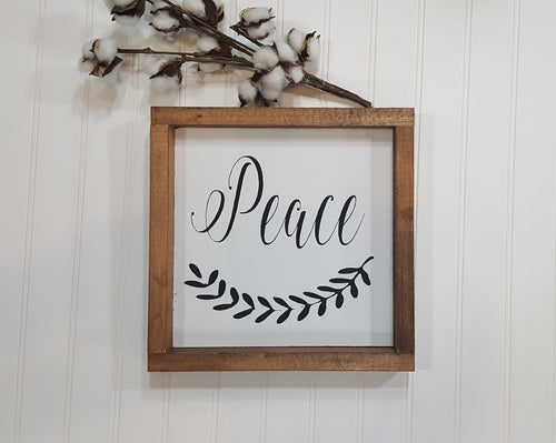 Peace Sign Farmhouse Framed Wood Sign 9