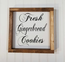 Fresh Gingerbread Cookies Christmas Farmhouse Wood Framed Sign 9" x 9"
