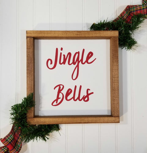 Jingle Bells Farmhouse Wood Framed Sign 9