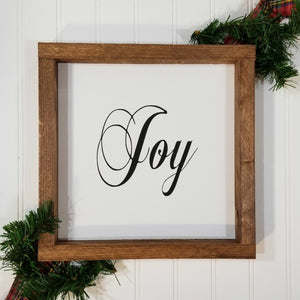 Joy Christmas Farmhouse Wood Framed Sign 9" x 9"
