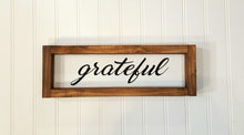 Grateful Framed Farmhouse Wood Sign 3" x 12" Inspirational Wood