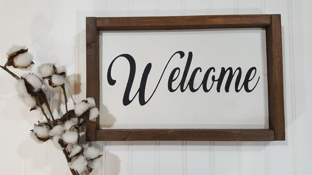 Welcome Framed Farmhouse Wood Sign 7