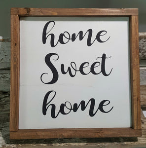 Home Sweet Home Framed Sign Farmhouse Sign 12" x 12" Home Sweet Home Sign
