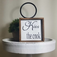 Kiss The Cook Or Coffee Bar Kitchen Farmhouse Mini Tiered Tray Wood Decor Signs